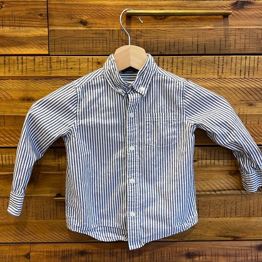 JANIE & JACK BOY STRIPED POPLIN SHIRT